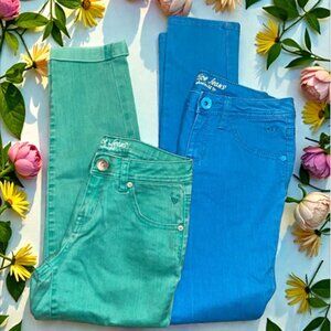 JUSTICE Girls Size 14R Colored Jeans/Capri (2 pairs)